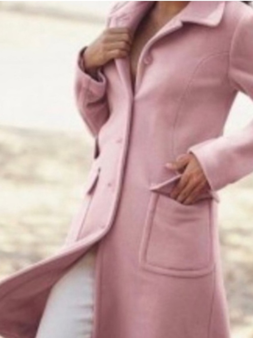 EUC Victoria's Secret Moda International baby pink wool blend Pea coat midi. 4